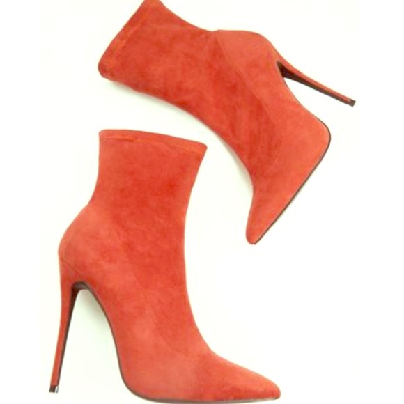 PrettyLittleThing Shoes - (Price Firm$38) Rust High Point Stiletto Sock Boot